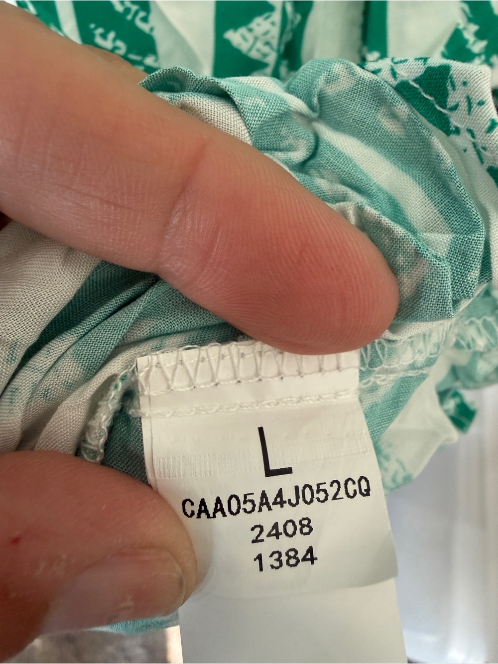 NWT Cupshe Green Patterned V-Neck Long Sleeve Ruffled Coverup Sun Dress - Large - Picture 3 of 6